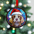 Cockapoo in Santa Hat Suncatcher Decoration